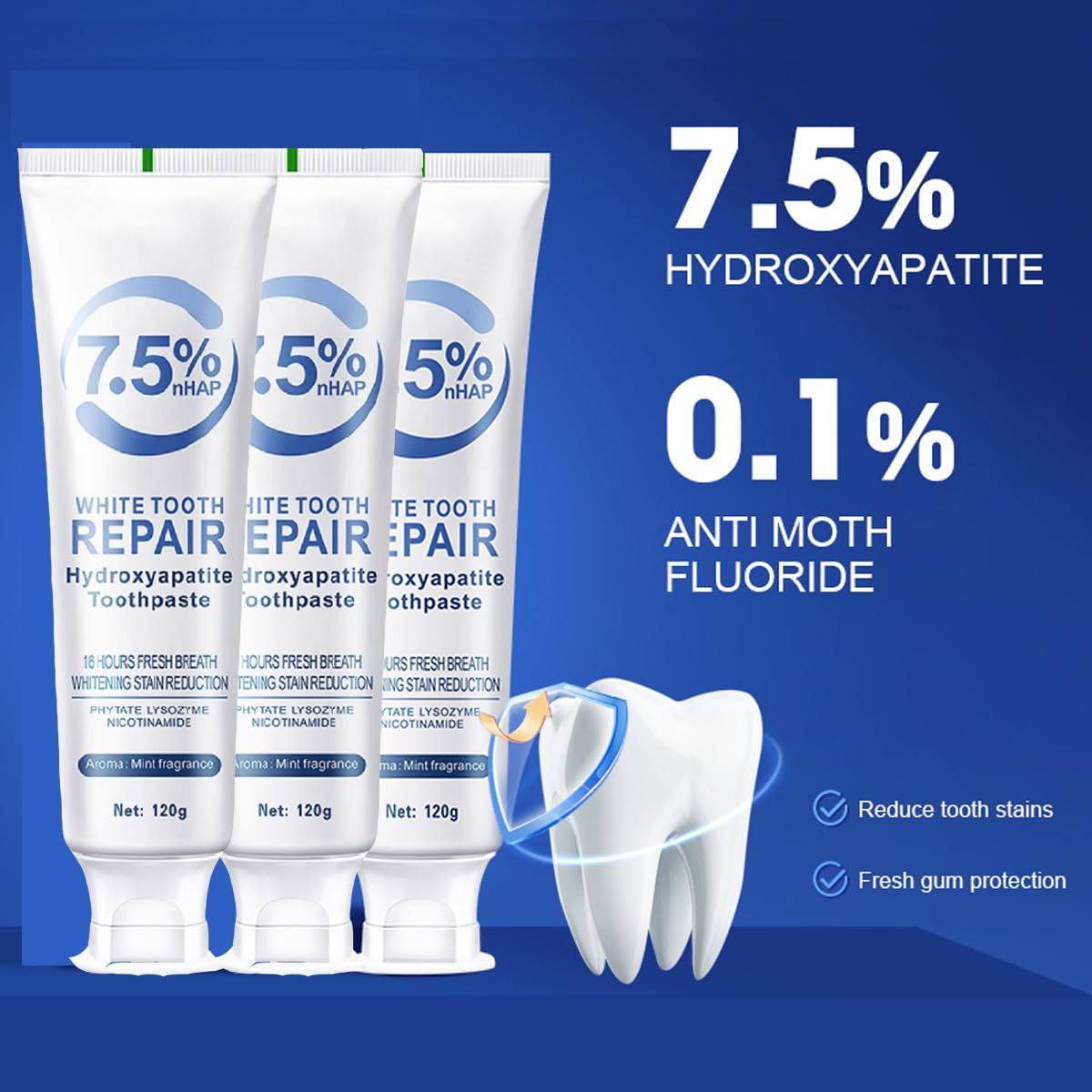 MULPG dentifrice Hydroxyapatite: soin des sensibilités dentaires