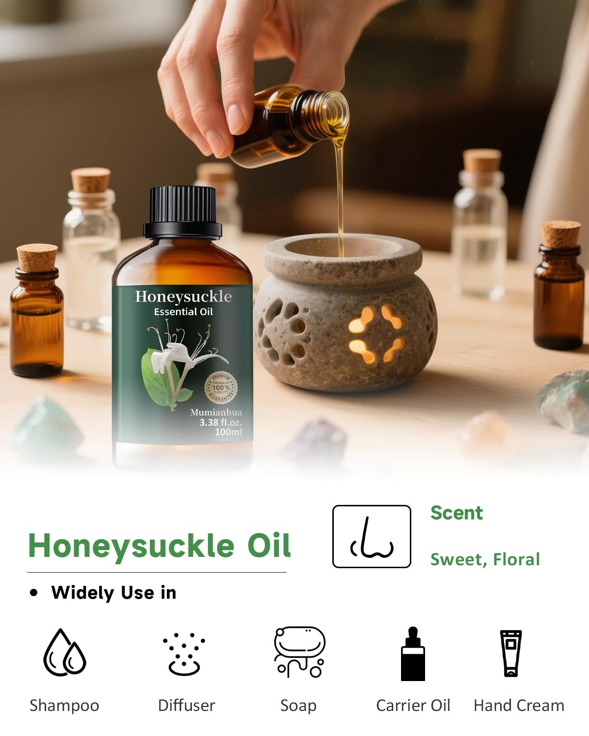 Mumianhua chèvrefeuille: base pour bougies artisanales et créations parfumées