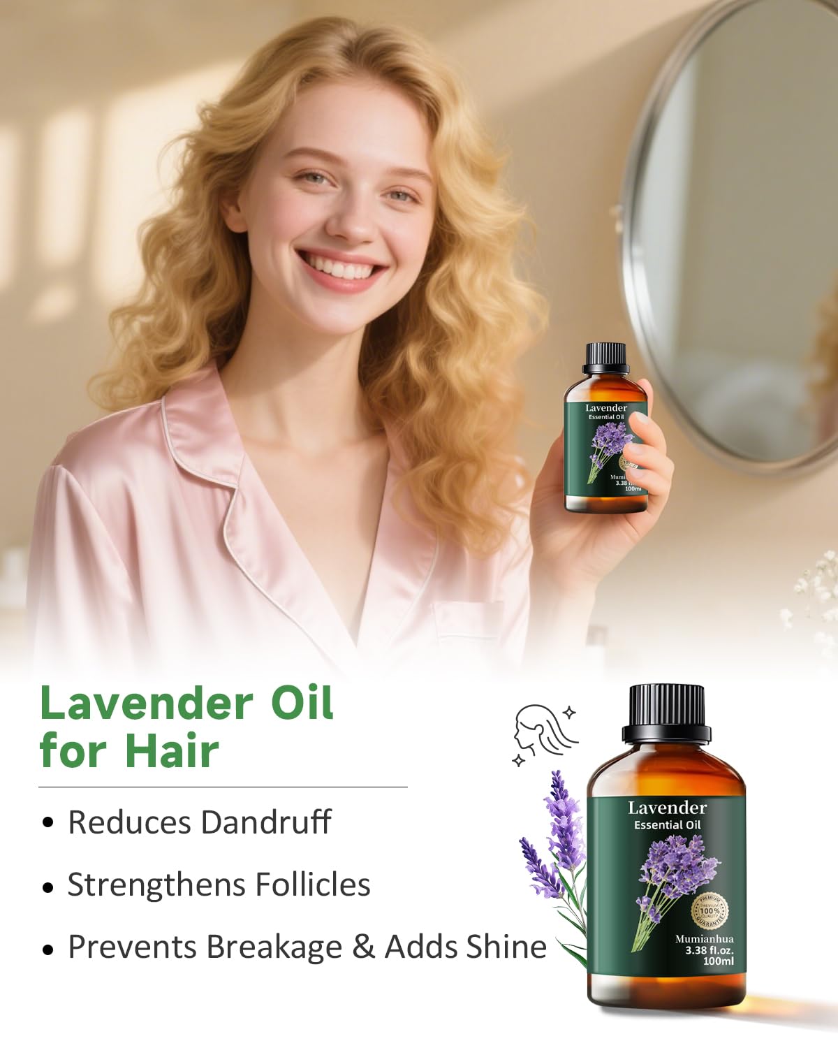 Mumianhua Lavande: soin peau et cheveux, application diluée.