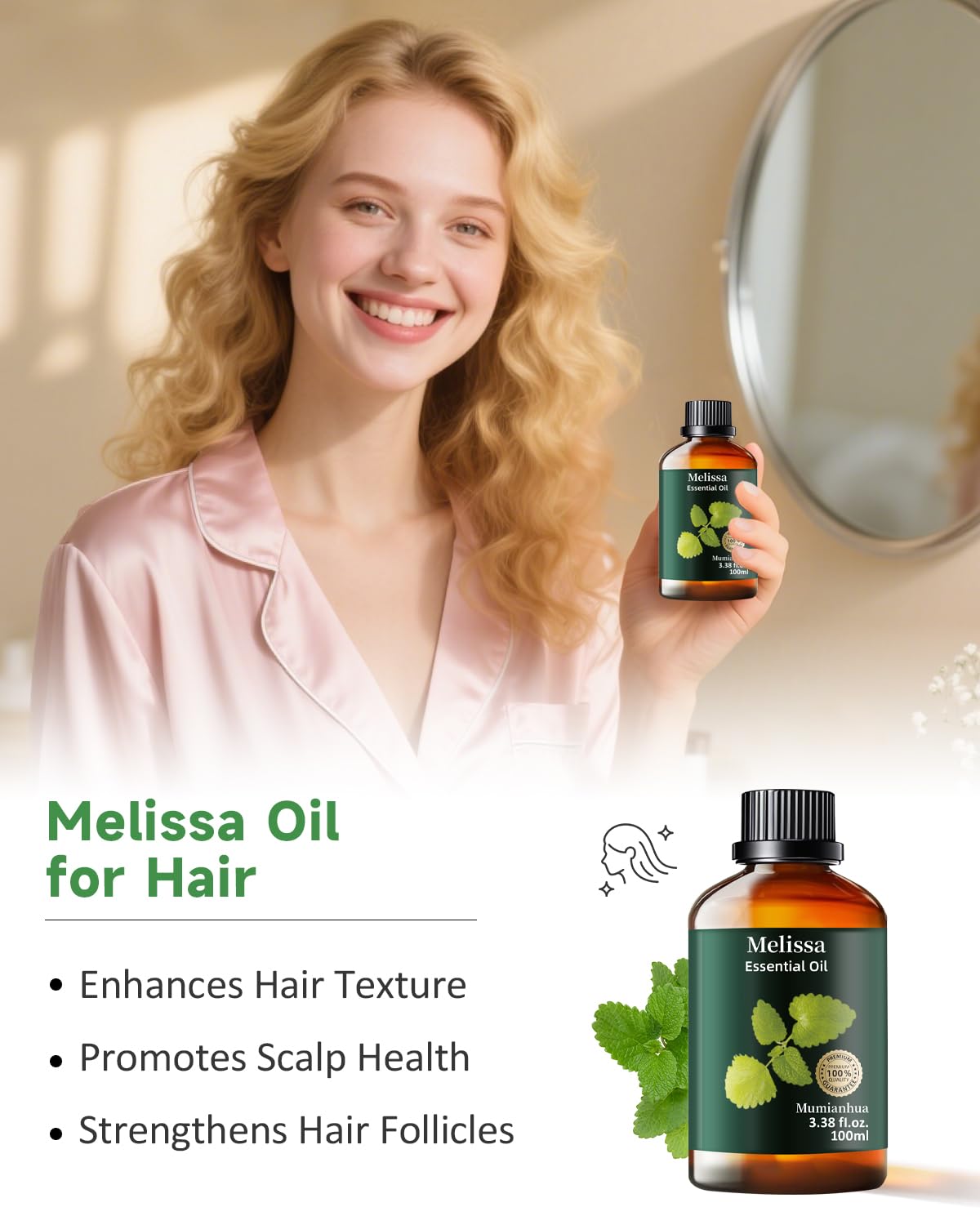 Massage-cuir-chevelu Mumianhua Melissa: huile aromatique pour cuir chevelu.
