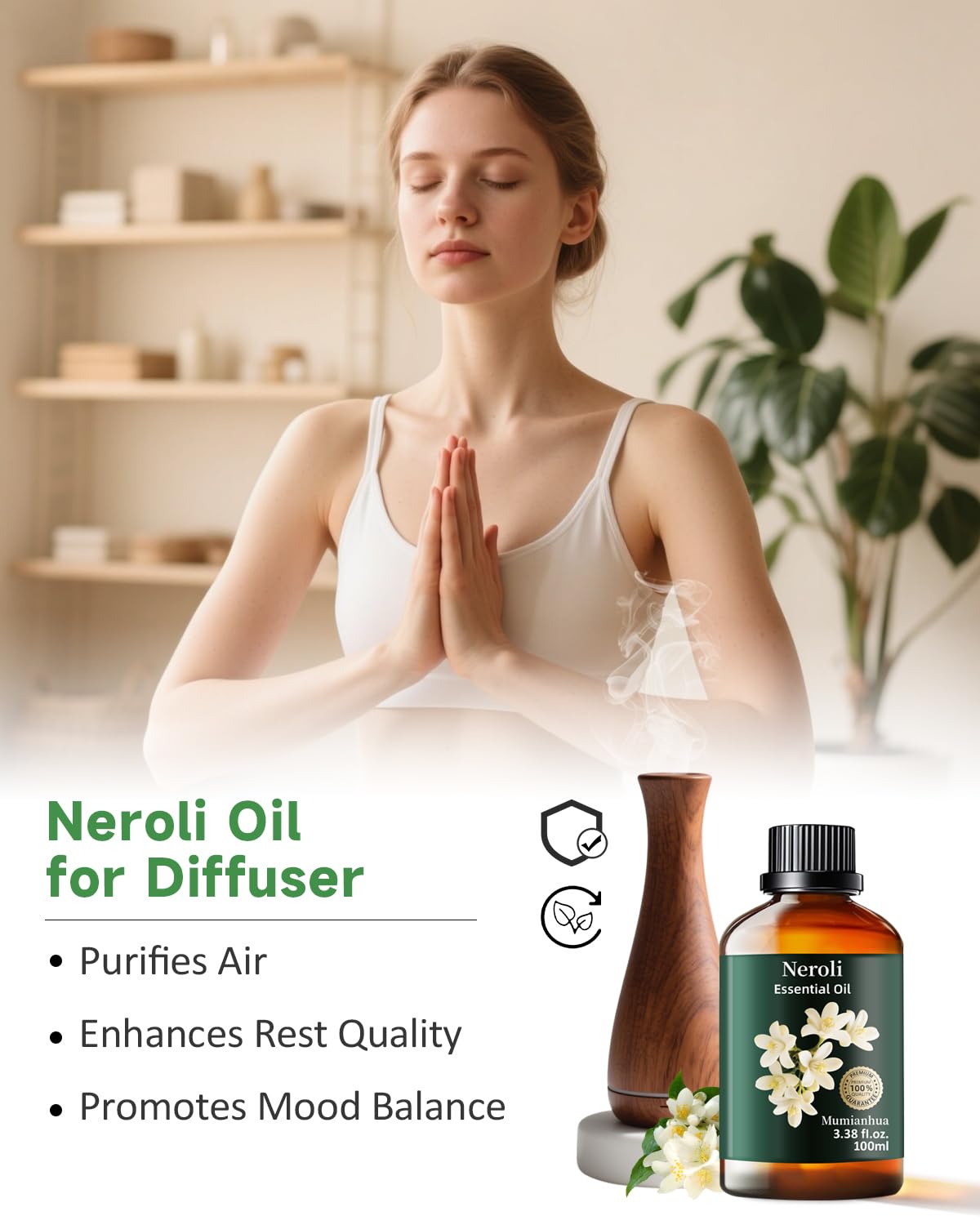 Diffuseur Mumianhua Neroli pour une diffusion aromathérapeutique à domicile.