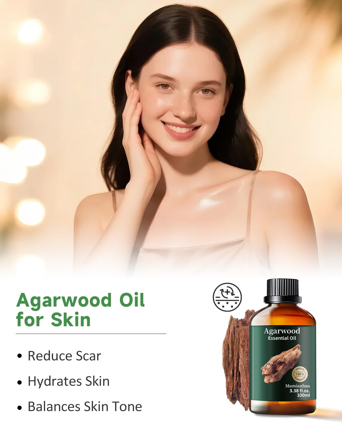 Mumianhua Oud huile pure, flacon rapproché, base parfum durable.