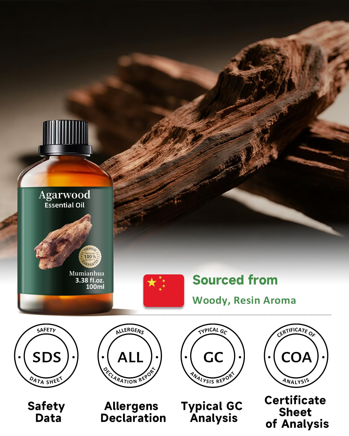 Mumianhua Oud huile pure, qualité éthique, pureté garantie pour le bien-être.