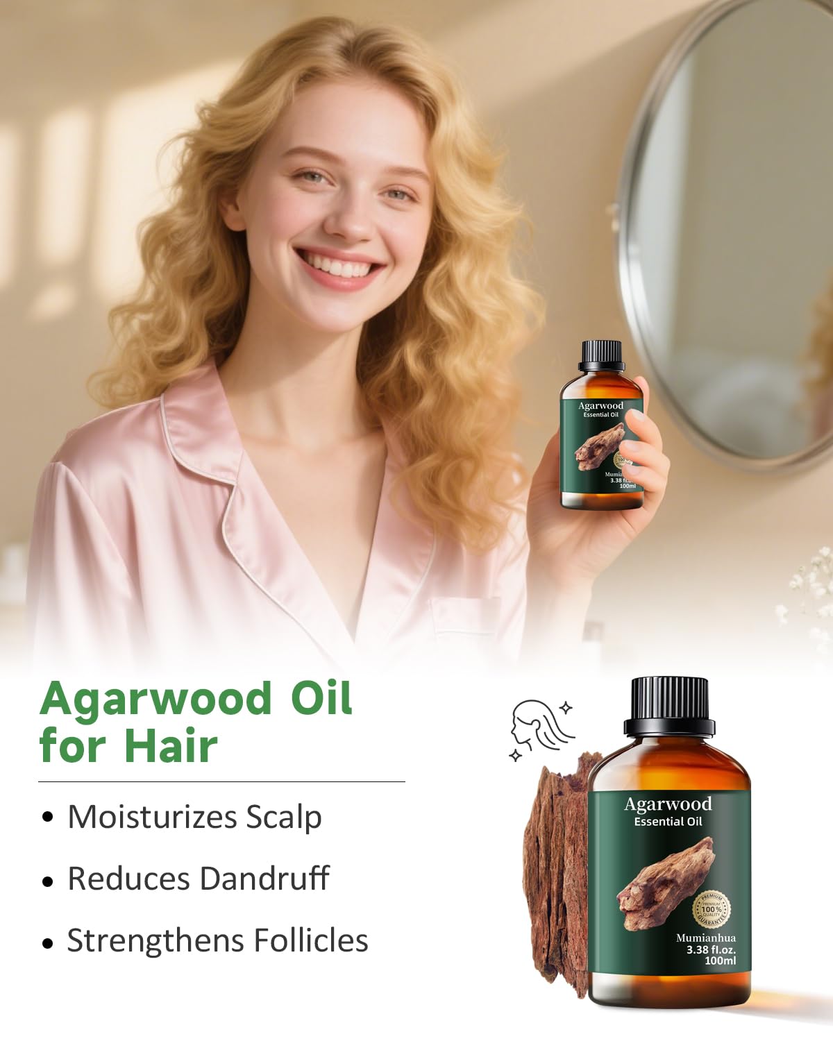 Mumianhua Oud huile pure, massage dilué, expérience rituelle de détente.