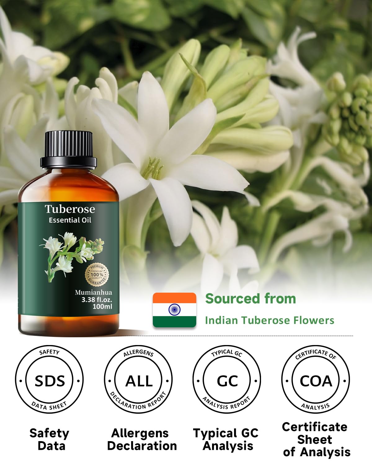 Parfum maison tubereuse Mumianhua pour créations naturelles.