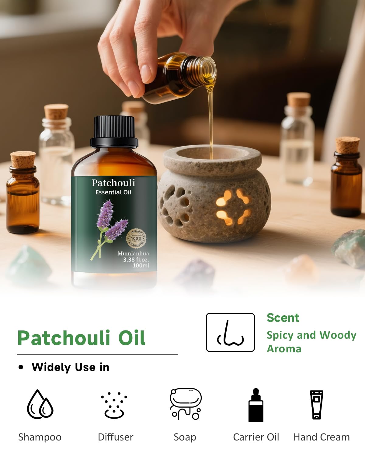 Mumianhua Patchouli - savons et bougies artisanaux, arôme profond