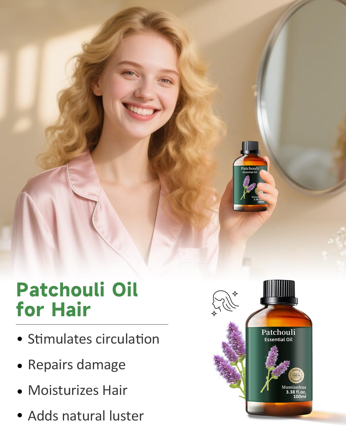 Mumianhua Patchouli - soin peau et cheveux, formulation naturelle