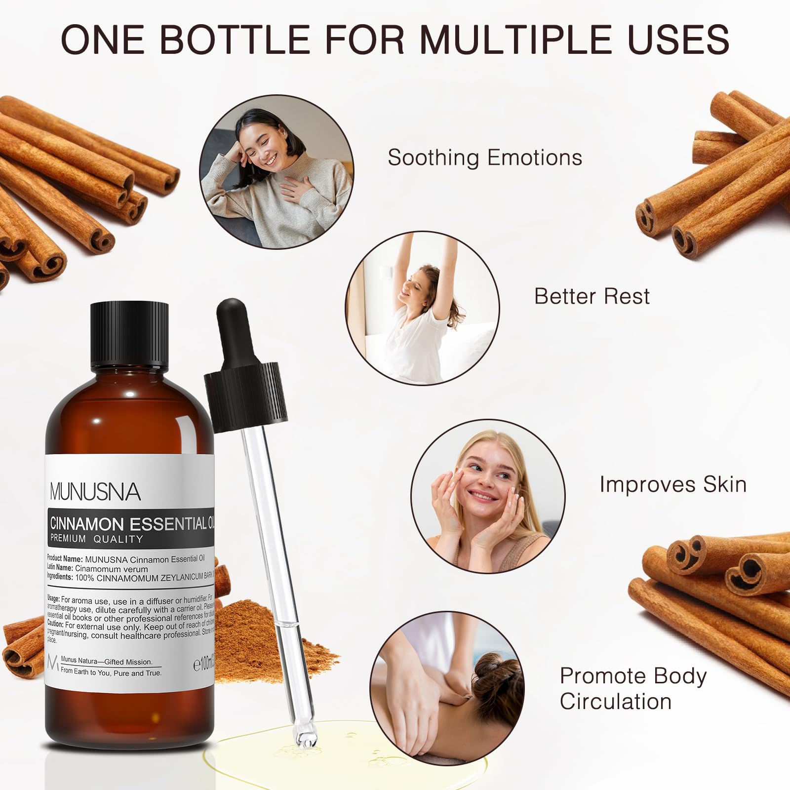 Diffuseur avec huile cannelle MUNUSNA—ambiance chaude et exotique