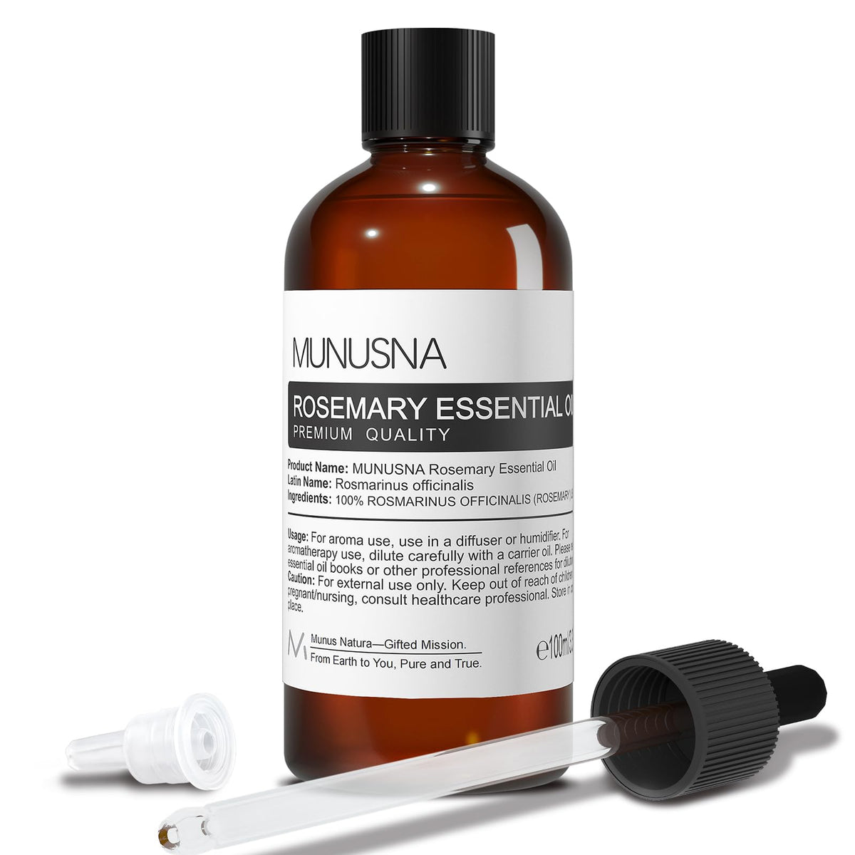 Huile essentielle MUNUSNA romarin, flacon 100 ml pour soin capillaire nourrissant