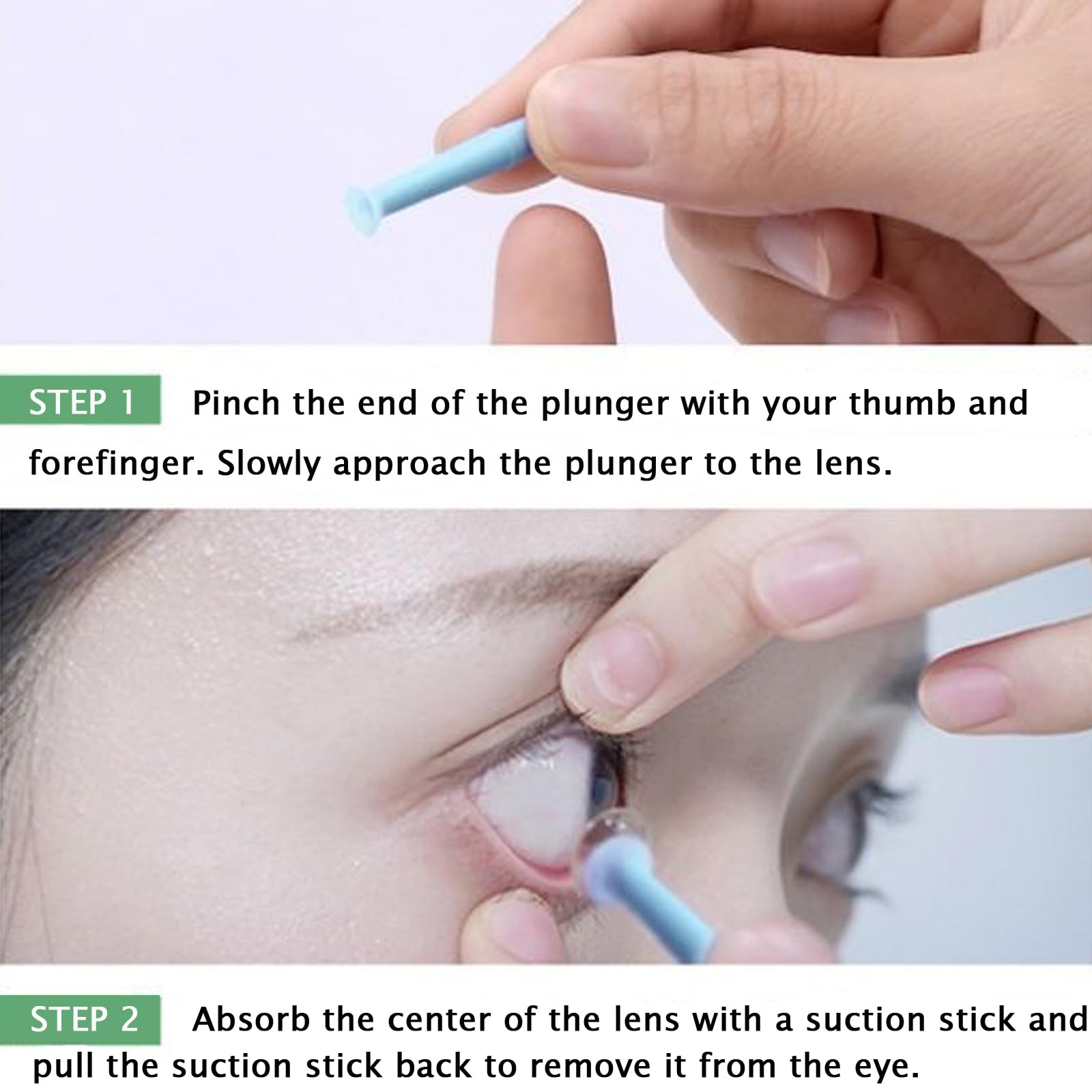 Outil MUQING en silicone réutilisable pour retrait à domicile des lentilles sclérales.