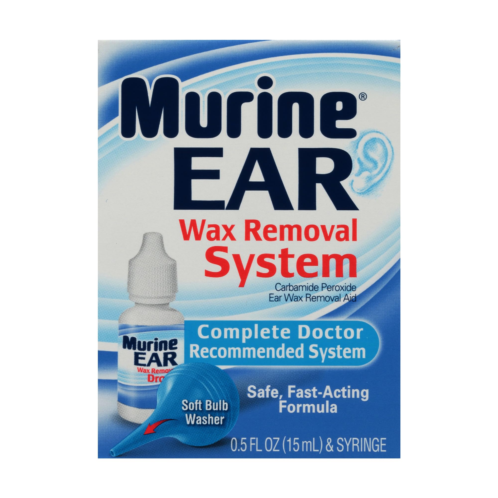 Murine gouttes cire oreille, dosage précis en bouteille de 0,5 oz pour usage domestique.