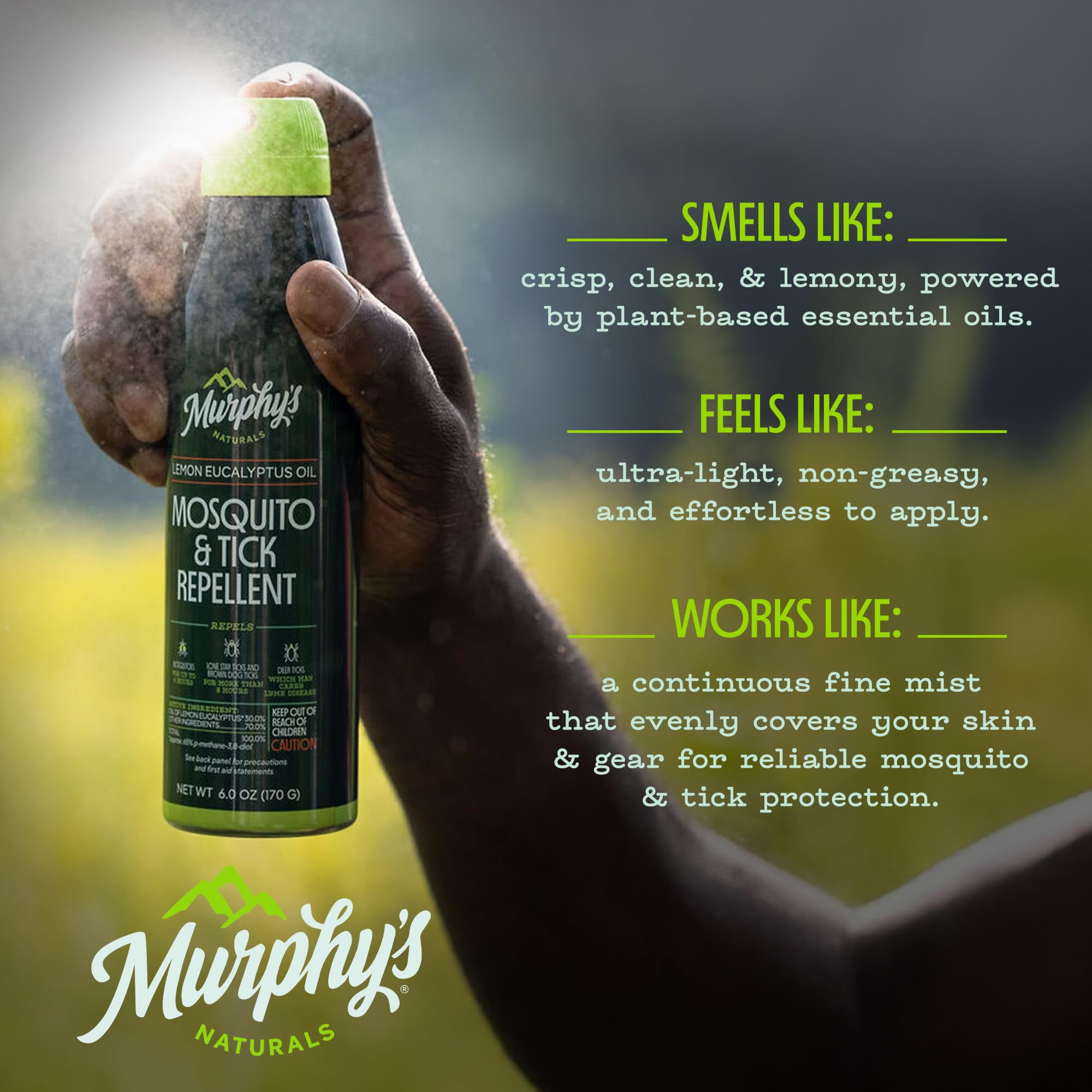 Murphy's Naturals - Application sur peau avec spray à huile d'eucalyptus citronné.