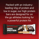 Barre MUSASHI chocolat noir sel caramel, texture riche et gourmande.