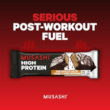 Barre MUSASHI ingrédients premium, formule scientifiquement conçue.