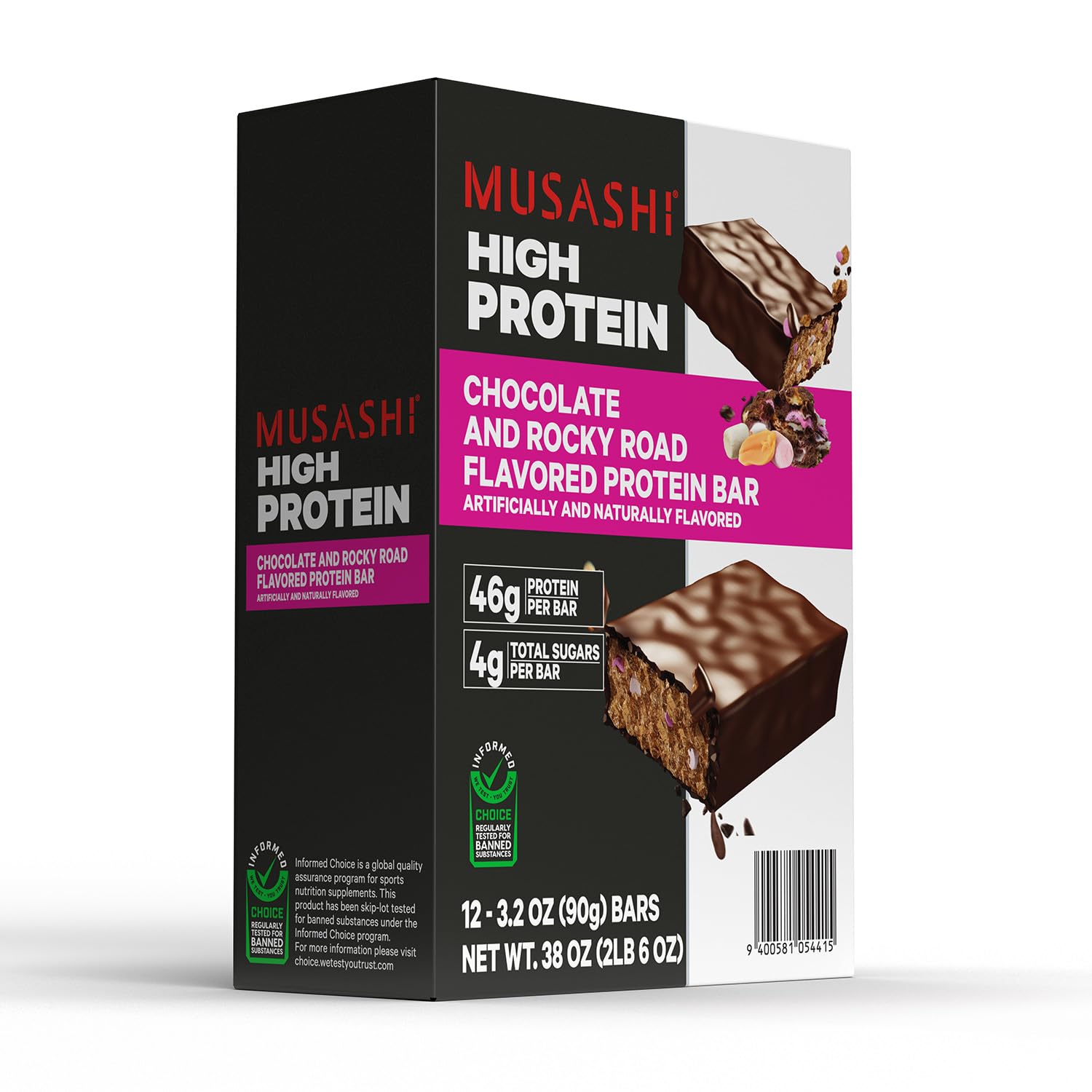 Étiquette nutritionnelle claire MUSASHI 90 g pour planifier vos collations.