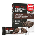 Musashi Protein Crisp Bar en emballage Chocolat Brownie, idéal après-entraînement.