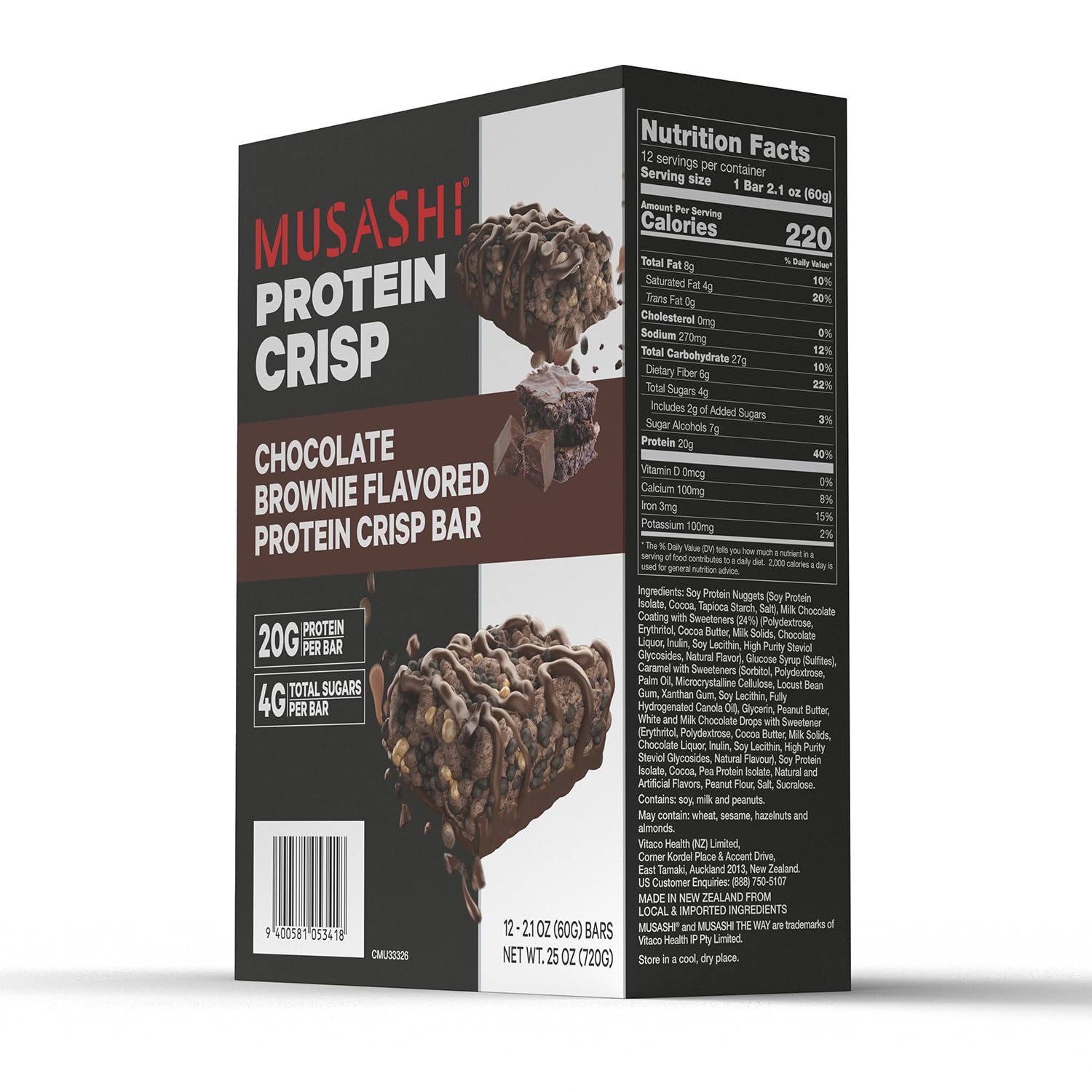Barre Musashi Protein Crisp Bar en déplacement, parfaite comme en-cas nomade.