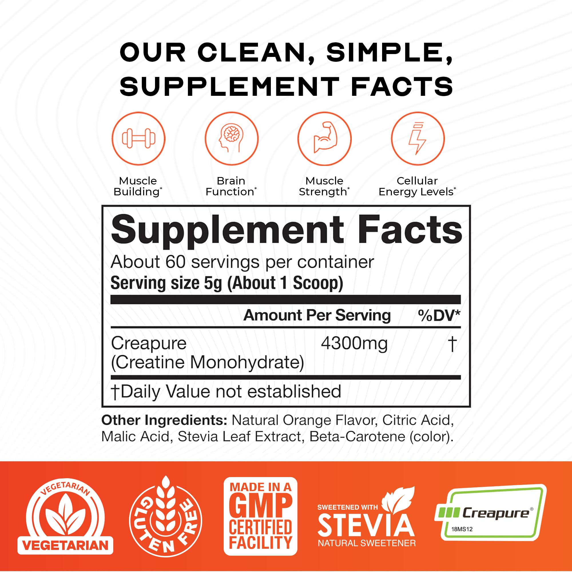 Muscle Feast Creapure – étiquette A+ et pureté élevée, signe de qualité.