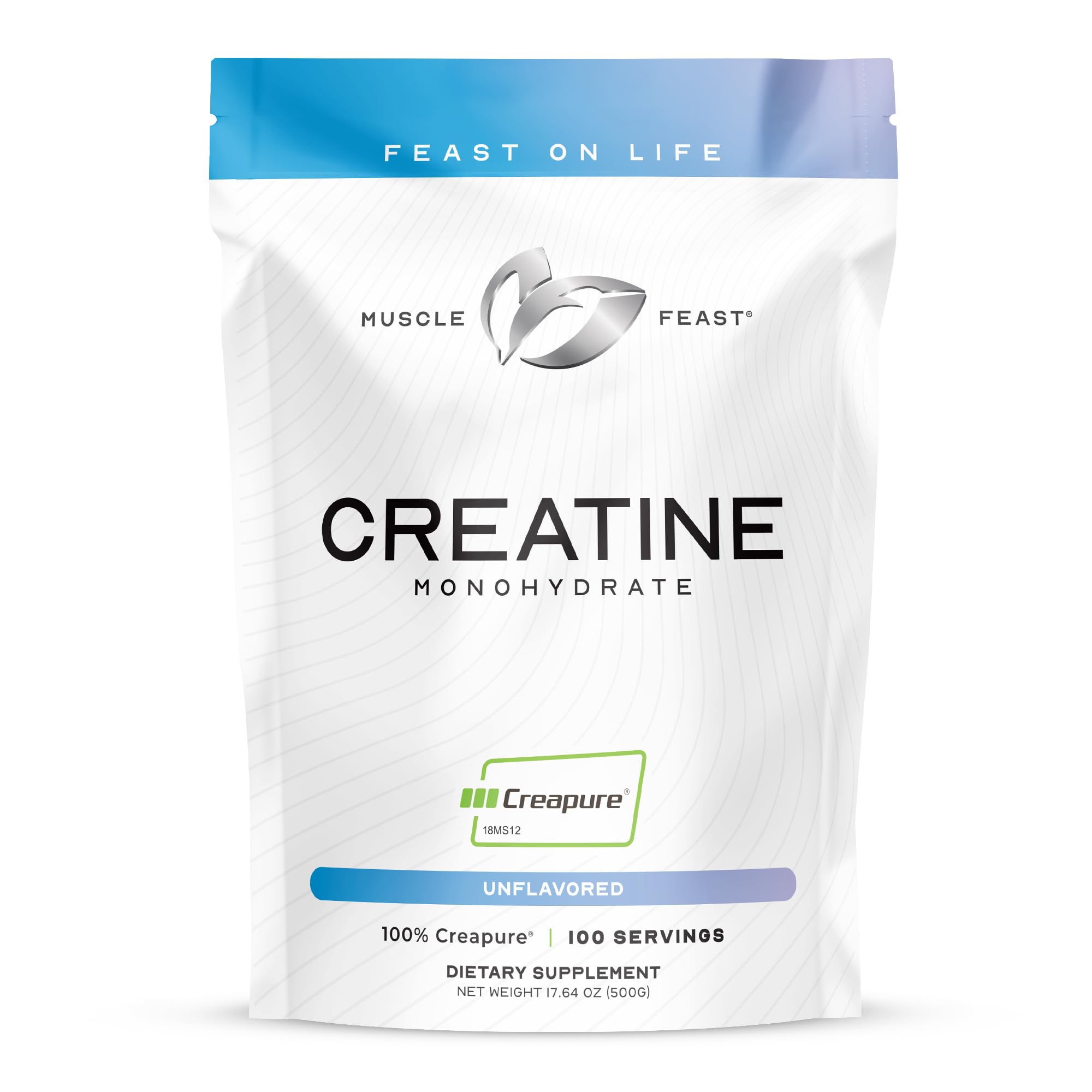 Muscle Feast Creapure: poudre neutre prête à mélanger après l'entraînement.