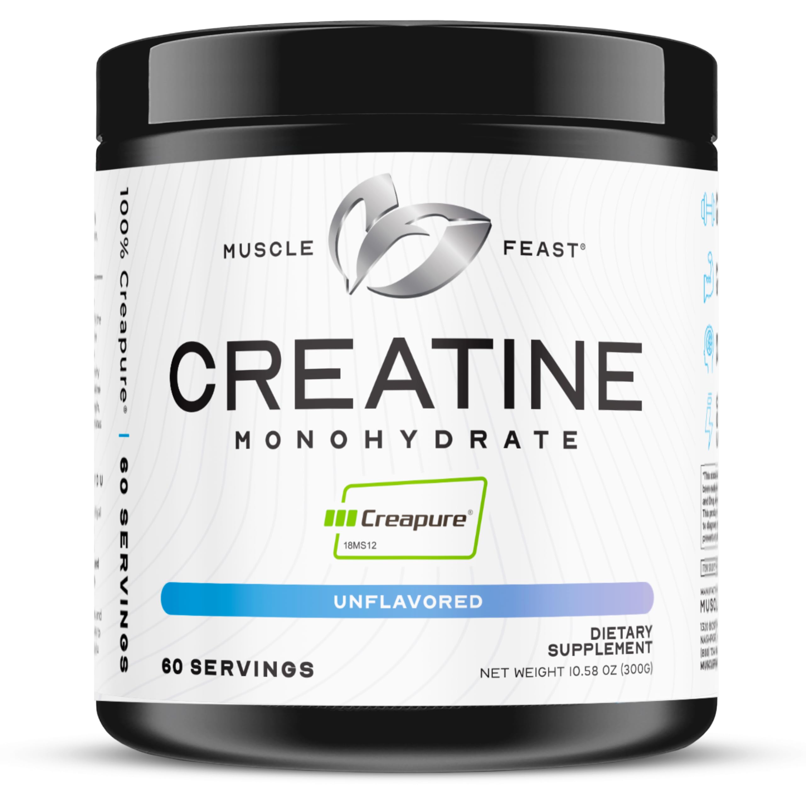 Muscle Feast Creapure poudre sans saveur idéale pour l’entraînement.