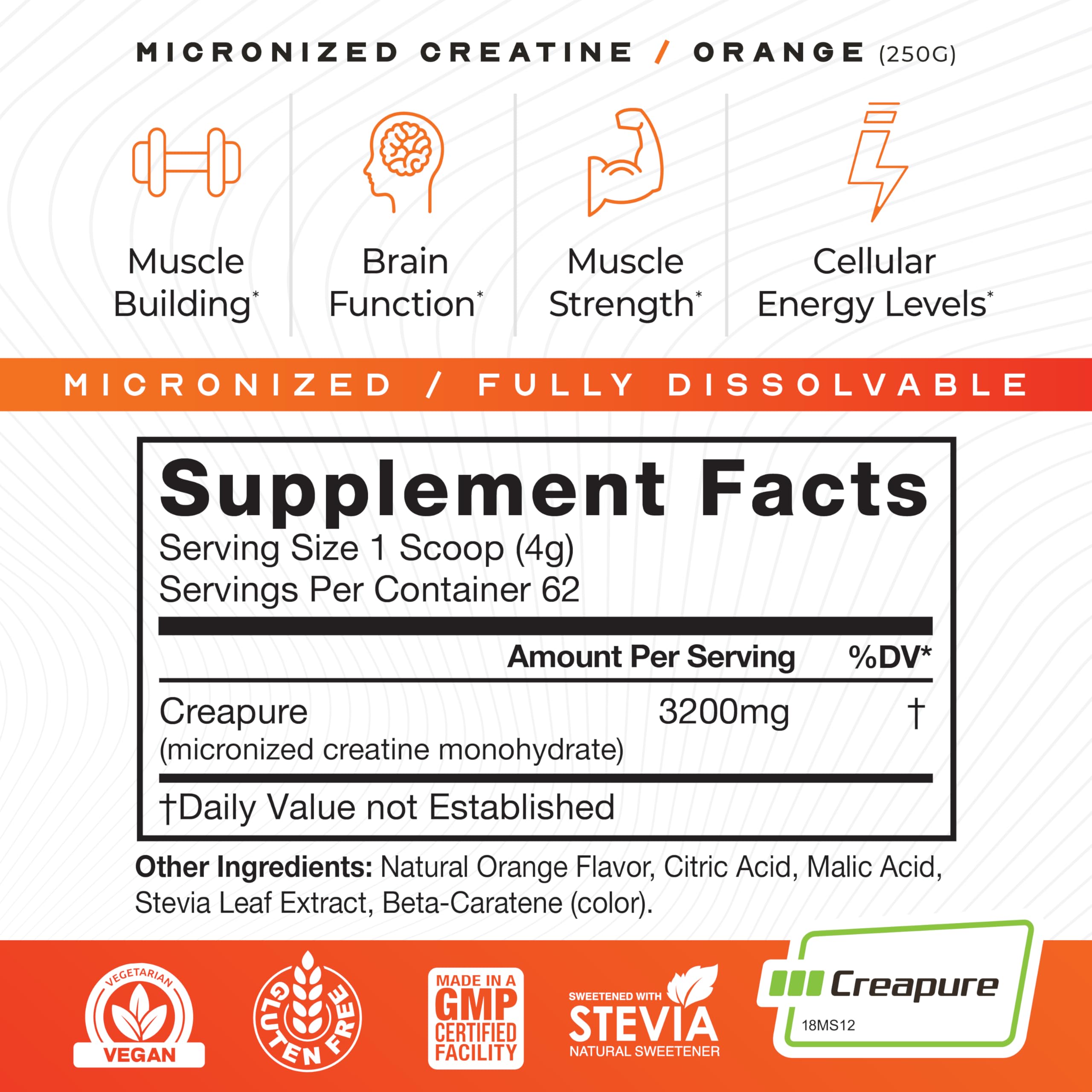 Muscle Feast Creapure orange, mélange facile dans l'eau