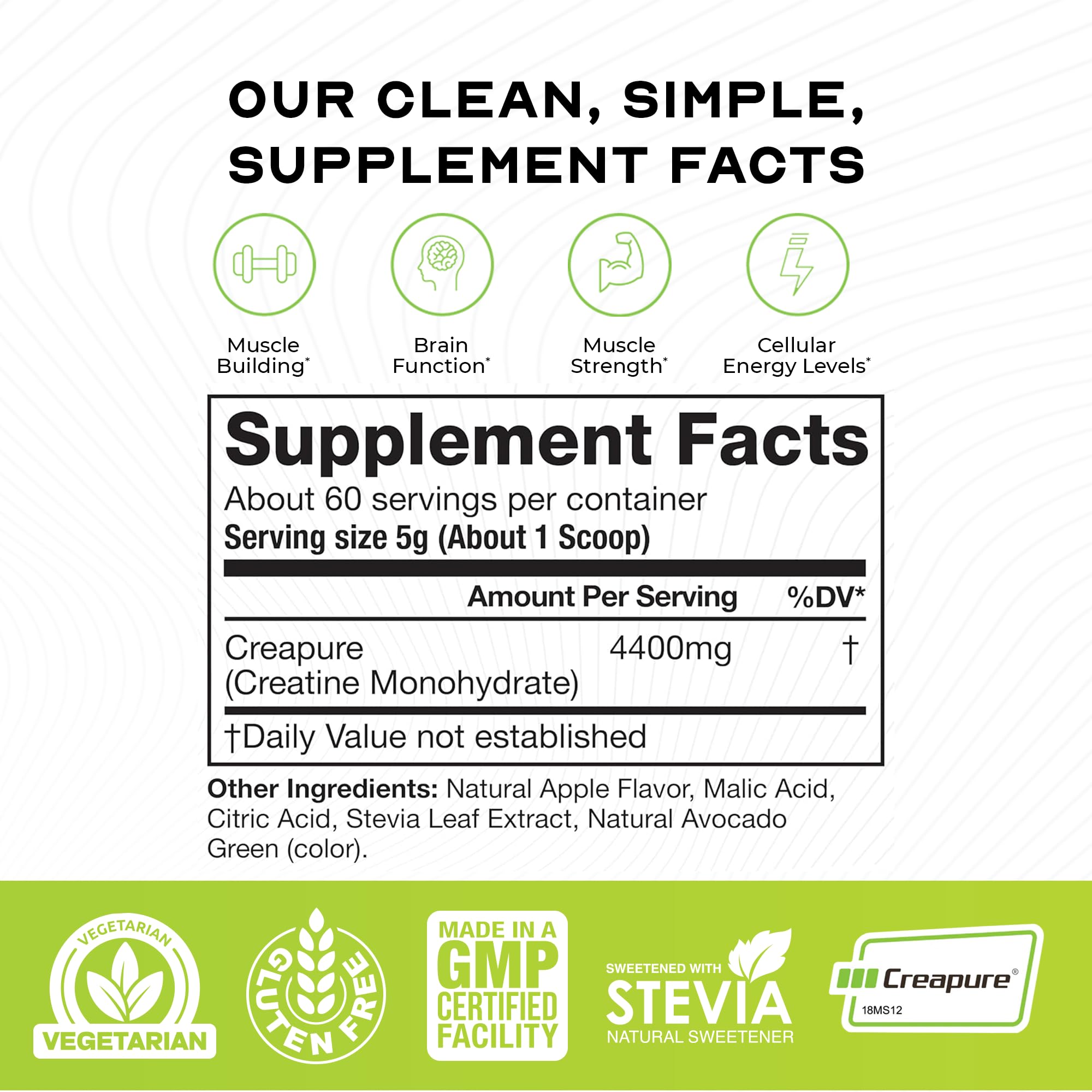 Muscle Feast Créatine Monohydrate : soutien à la récupération après l'effort.