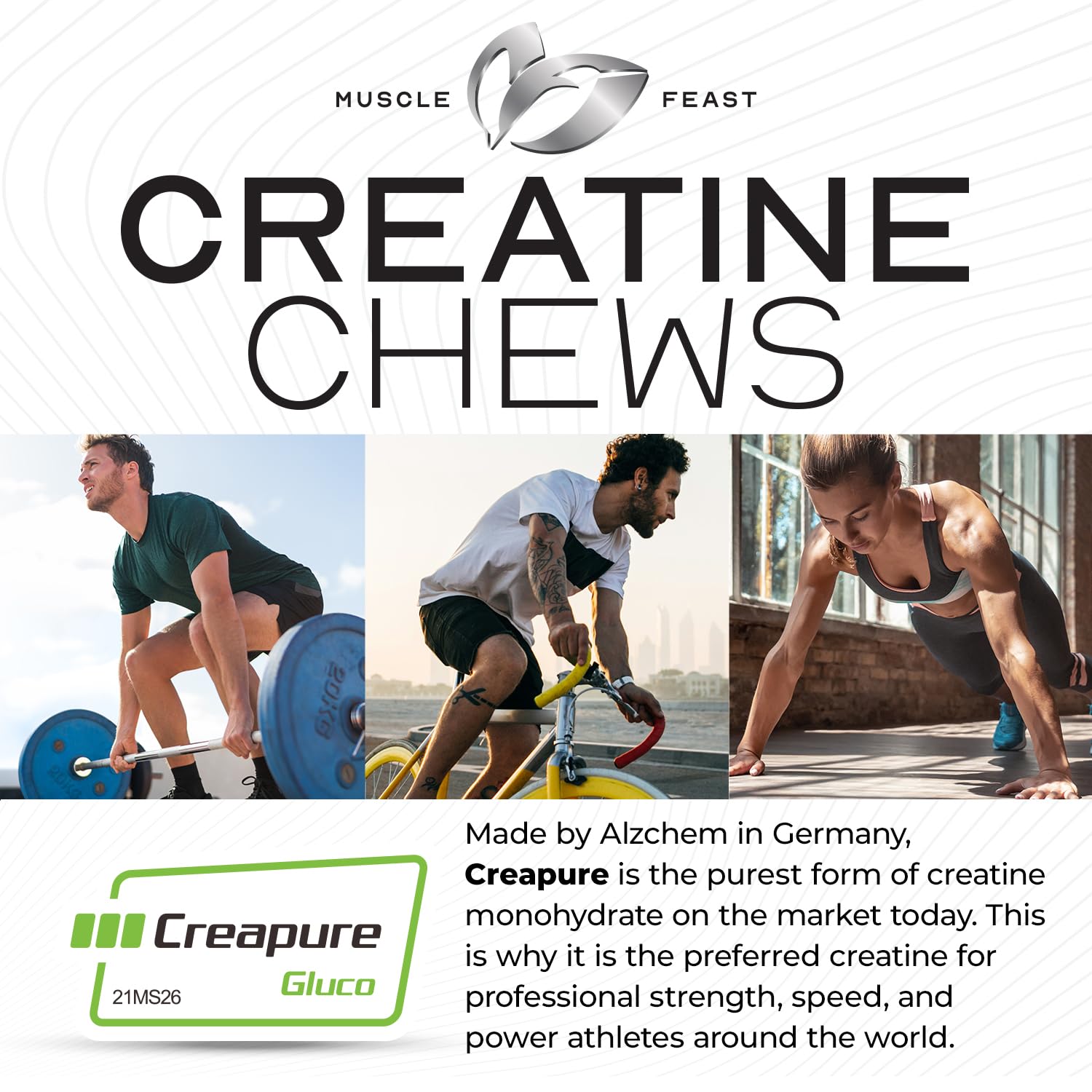 Muscle Feast Creatine Chews : tablettes citron-lime faciles à prendre après l effort.