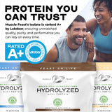 Muscle Feast protéine whey hydrolysée poudre non aromatisée pour mélange fluide.
