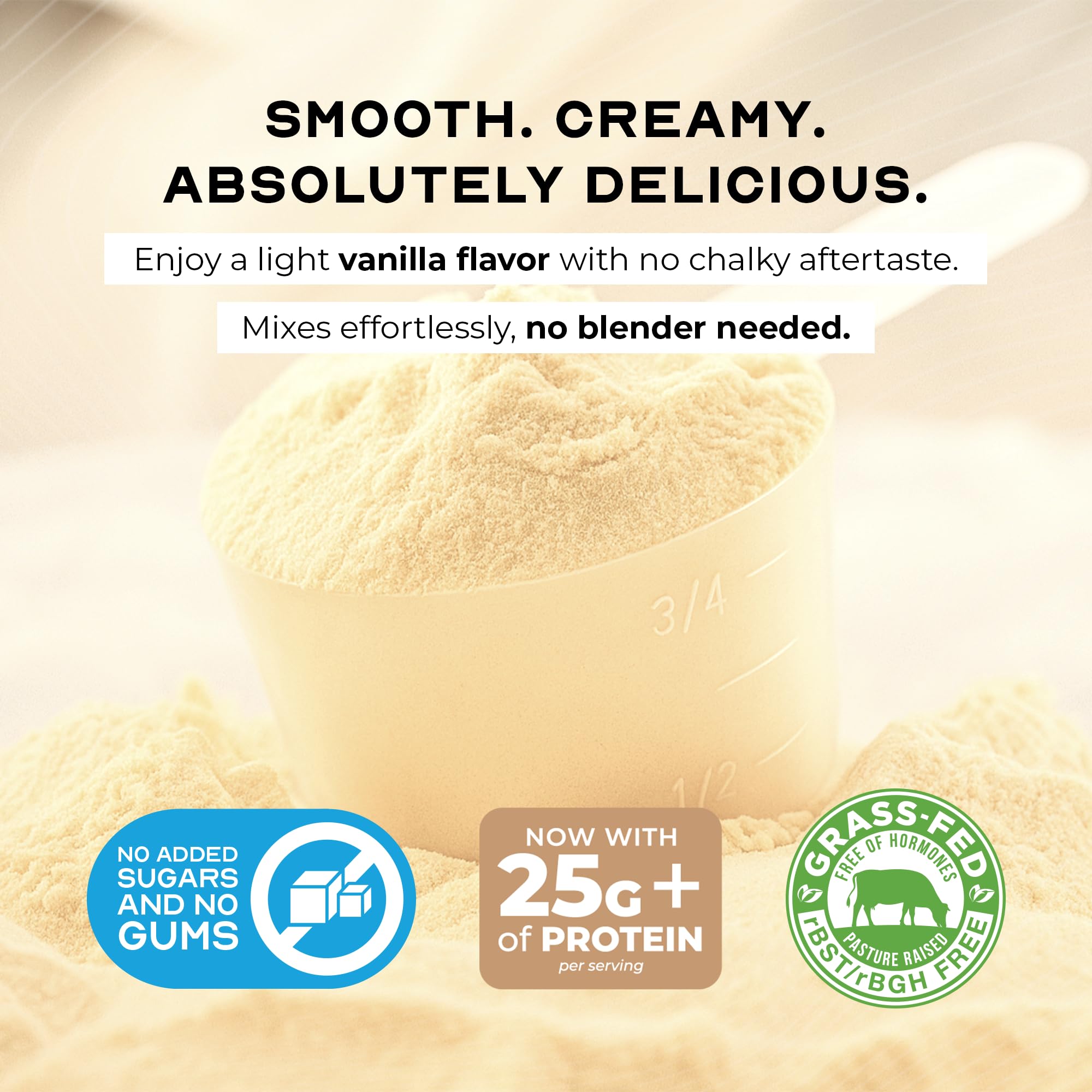 Préparation rapide Muscle Feast Whey Isolate Vanille dans une boisson.