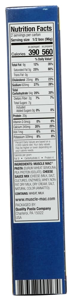 Muscle Mac ingredients pates sauce fromage prête a deguster.