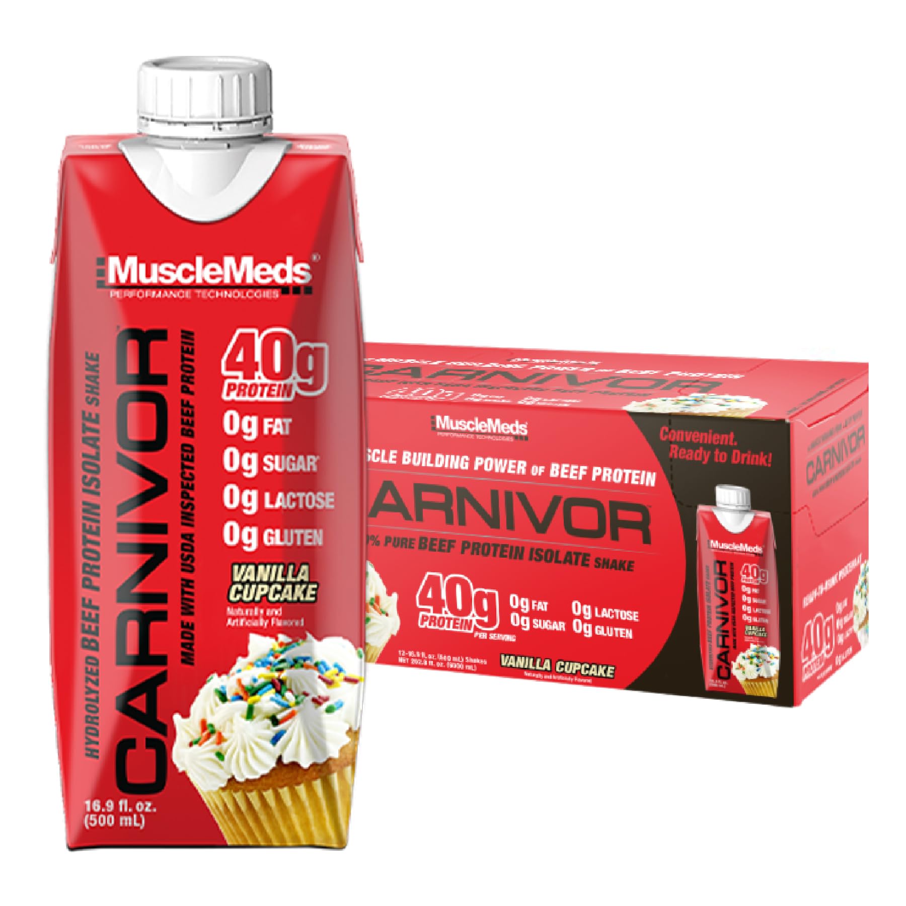 MuscleMeds Carnivor RTD bouteille vanille Cupcake prête à boire et appétissante