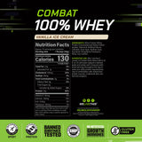 Étiquette MusclePharm Combat 100% Protéine de lactosérum vanille, sans gluten.
