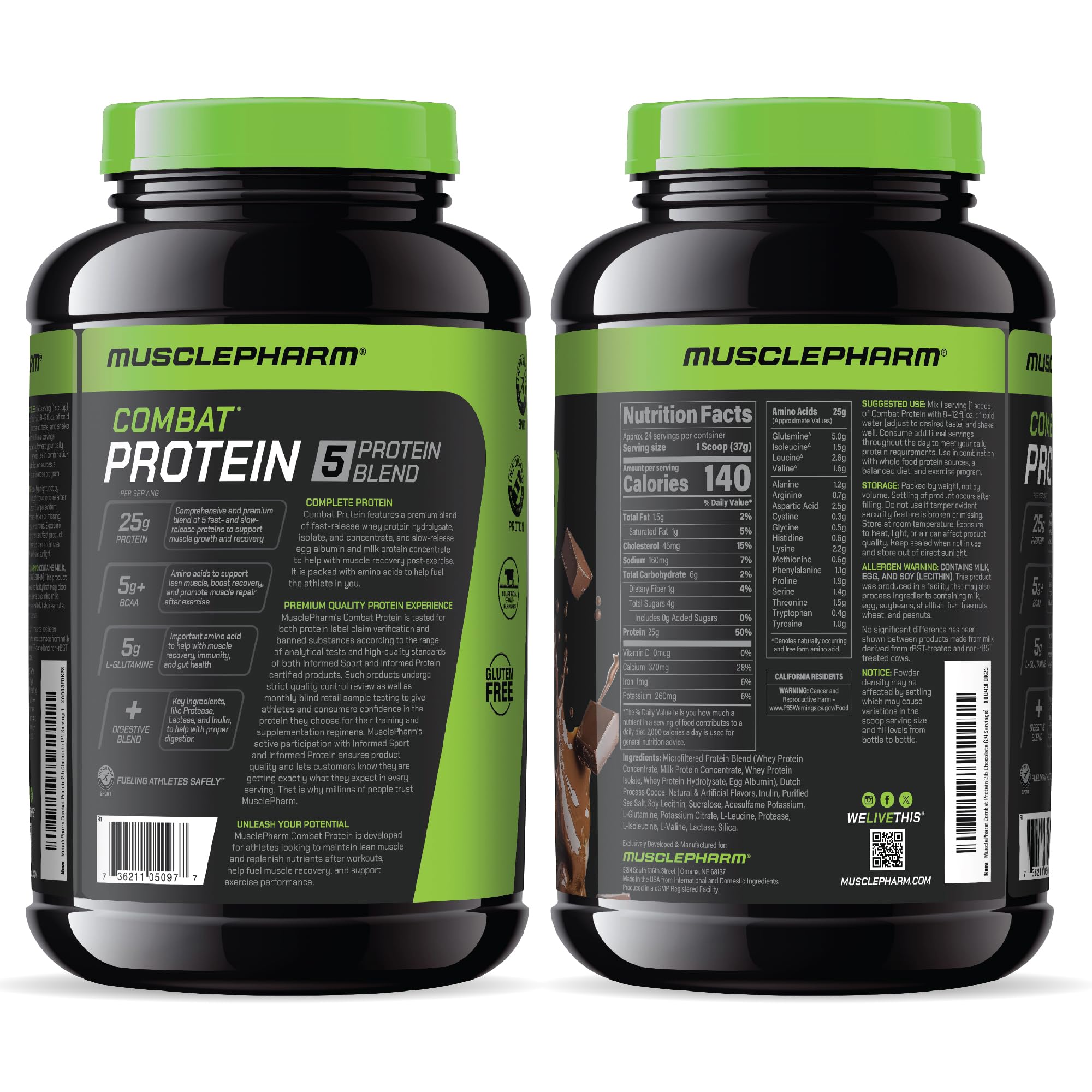 MusclePharm Combat Protein emballage pratique de 2 livres