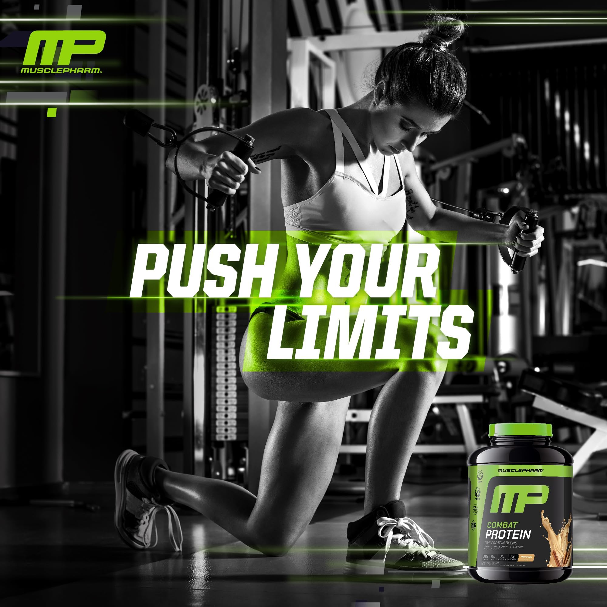 MusclePharm Combat Protein Horchata – ingrédients protéiques variés pour un apport en acides aminés.