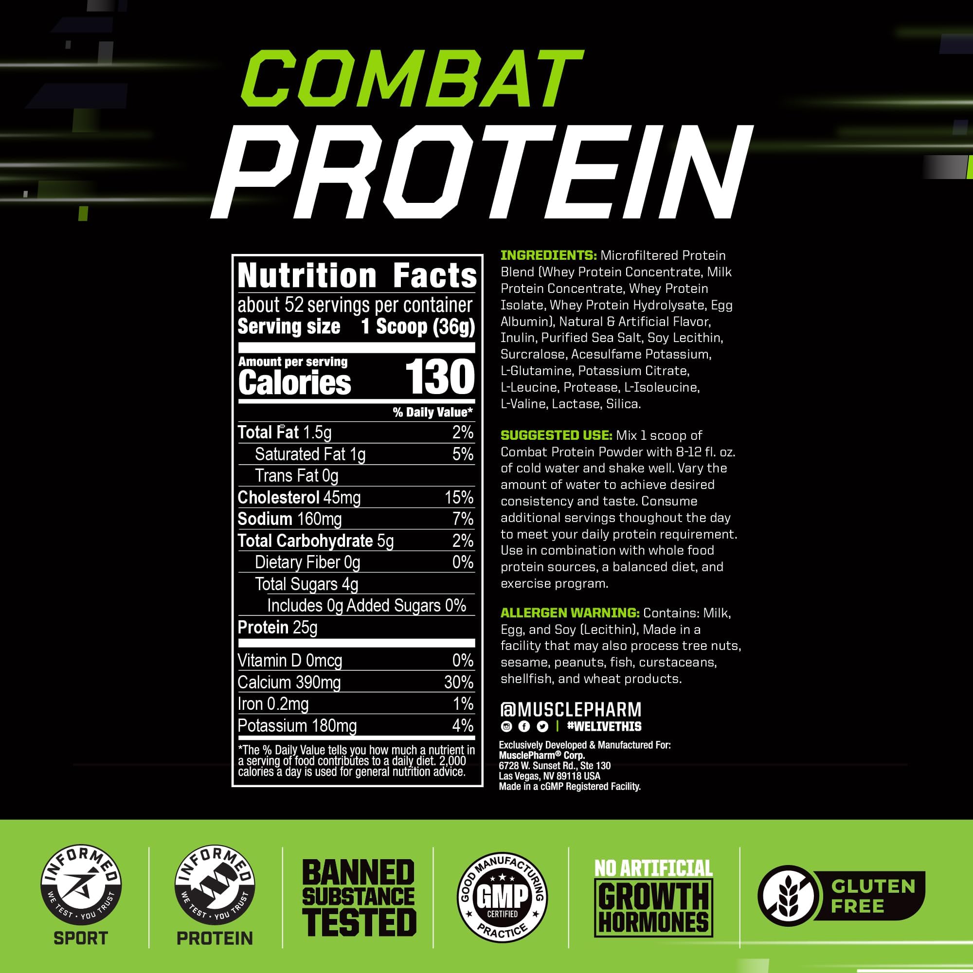 MusclePharm Combat Protein Horchata – shaker, préparation rapide après l’entraînement.