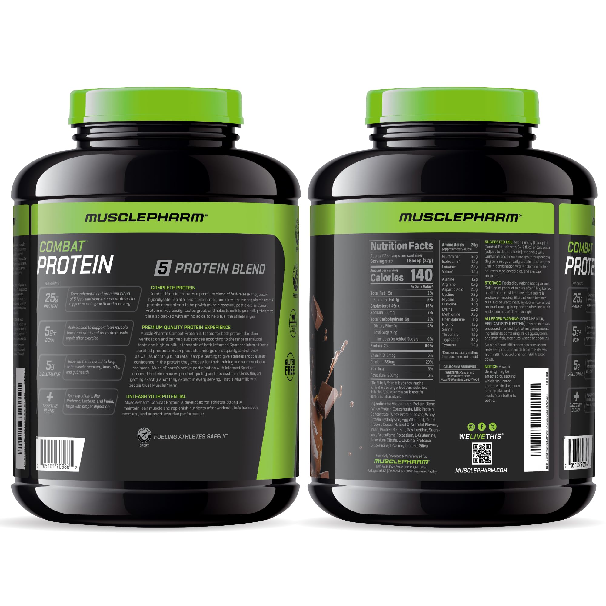 Utilisation pré et post entraînement avec MusclePharm Combat Protein