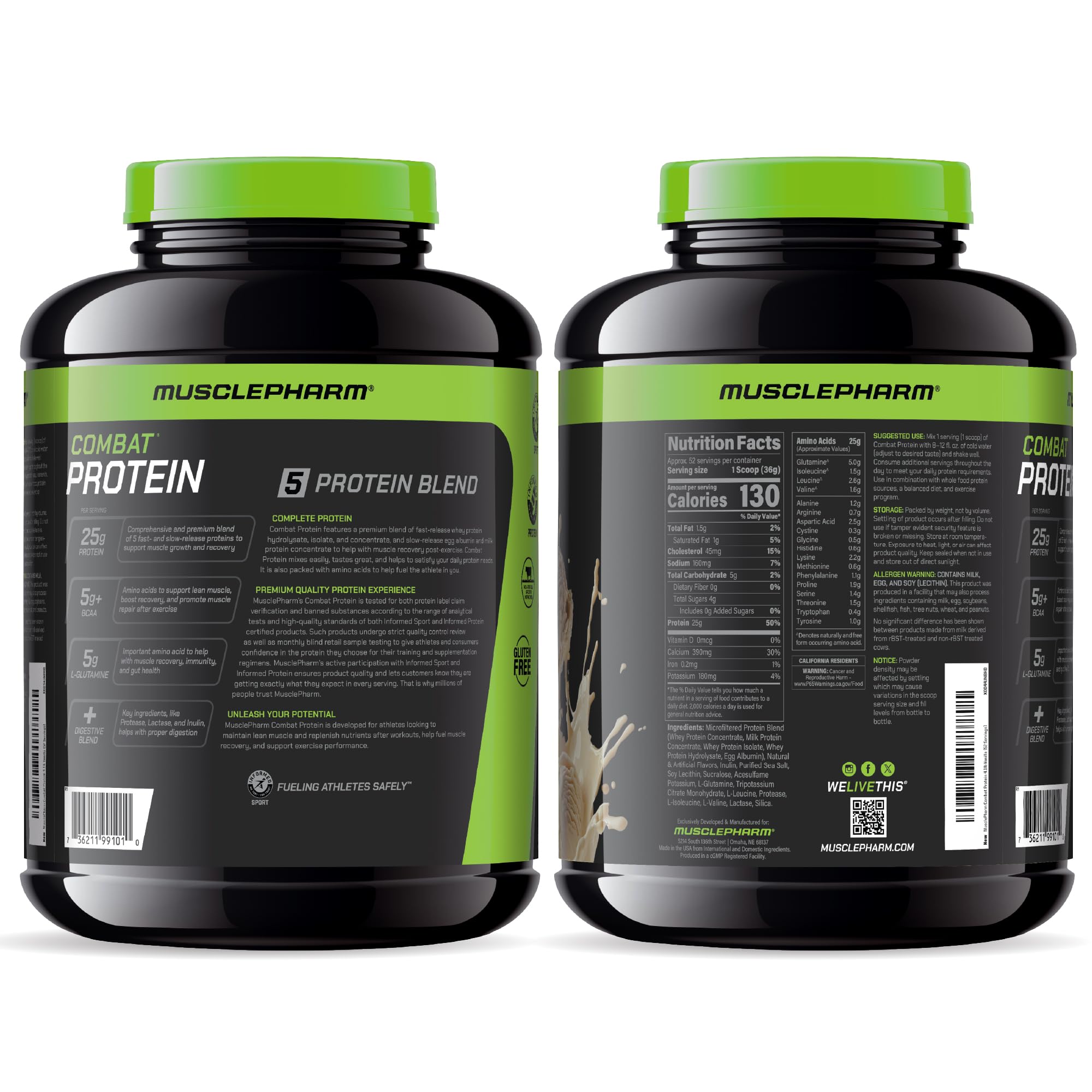 Entraînement requis ? MusclePharm Combat Protéine Vanille accompagne votre routine.