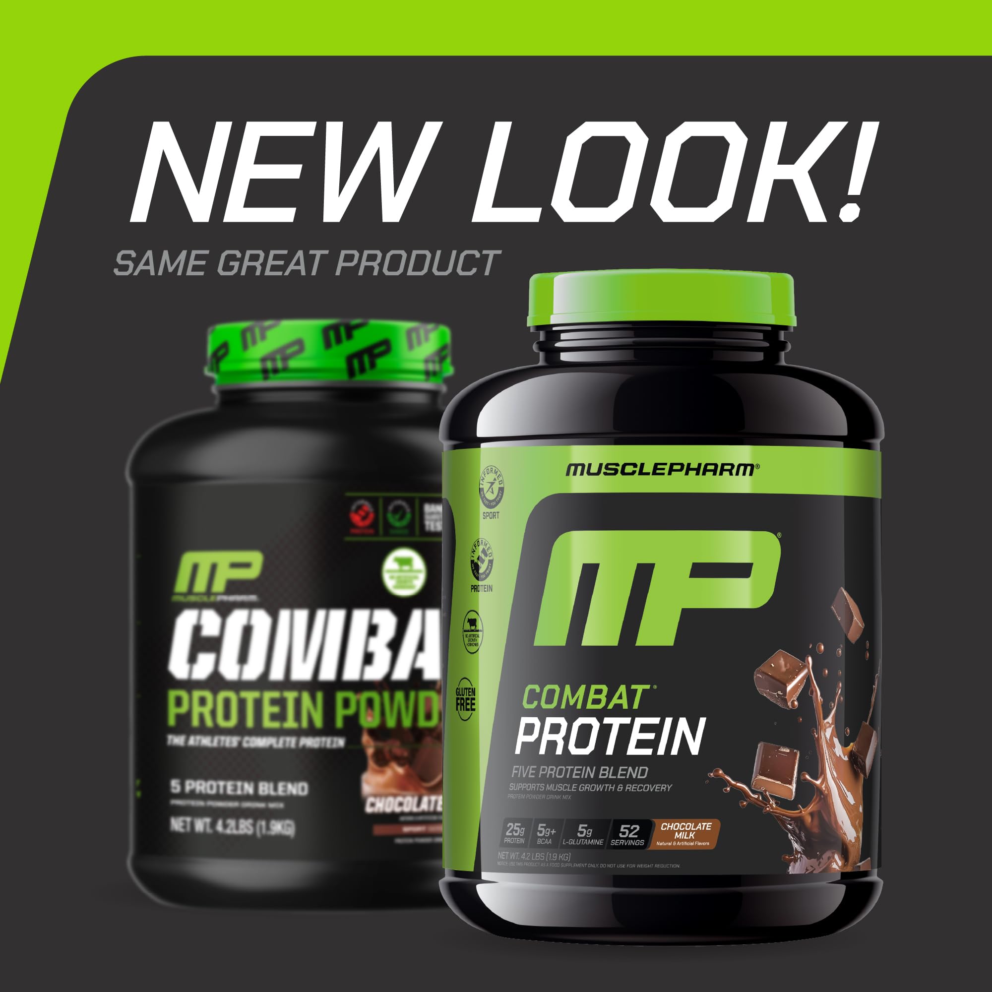 MusclePharm Combat protéine doseur chocolat, dosage pratique et précis.