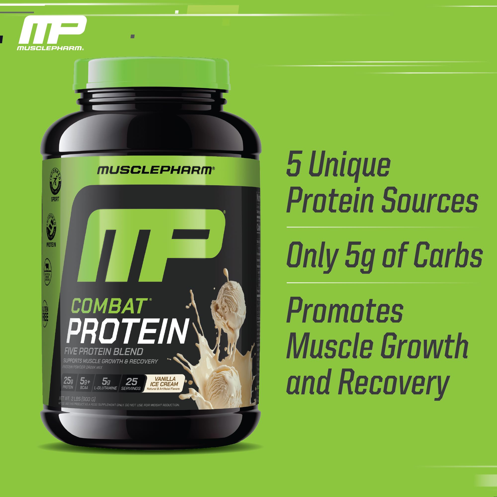 Après entraînement: MusclePharm Combat Protéine Vanille pour récupération potentielle