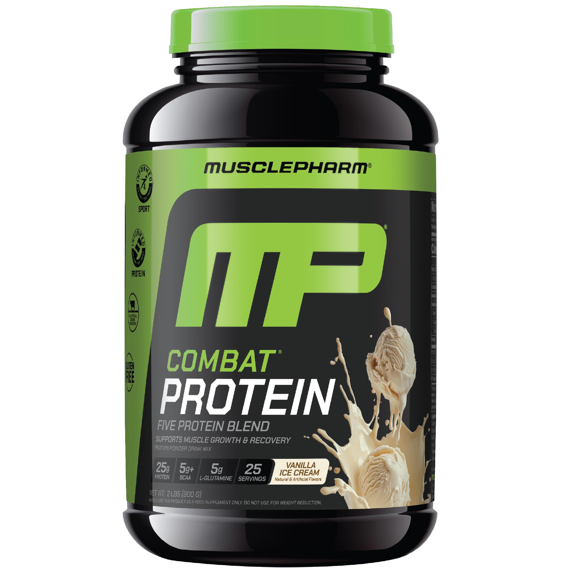 MusclePharm Combat Protéine Vanille en pot, dosage pratique pour vos entraînements