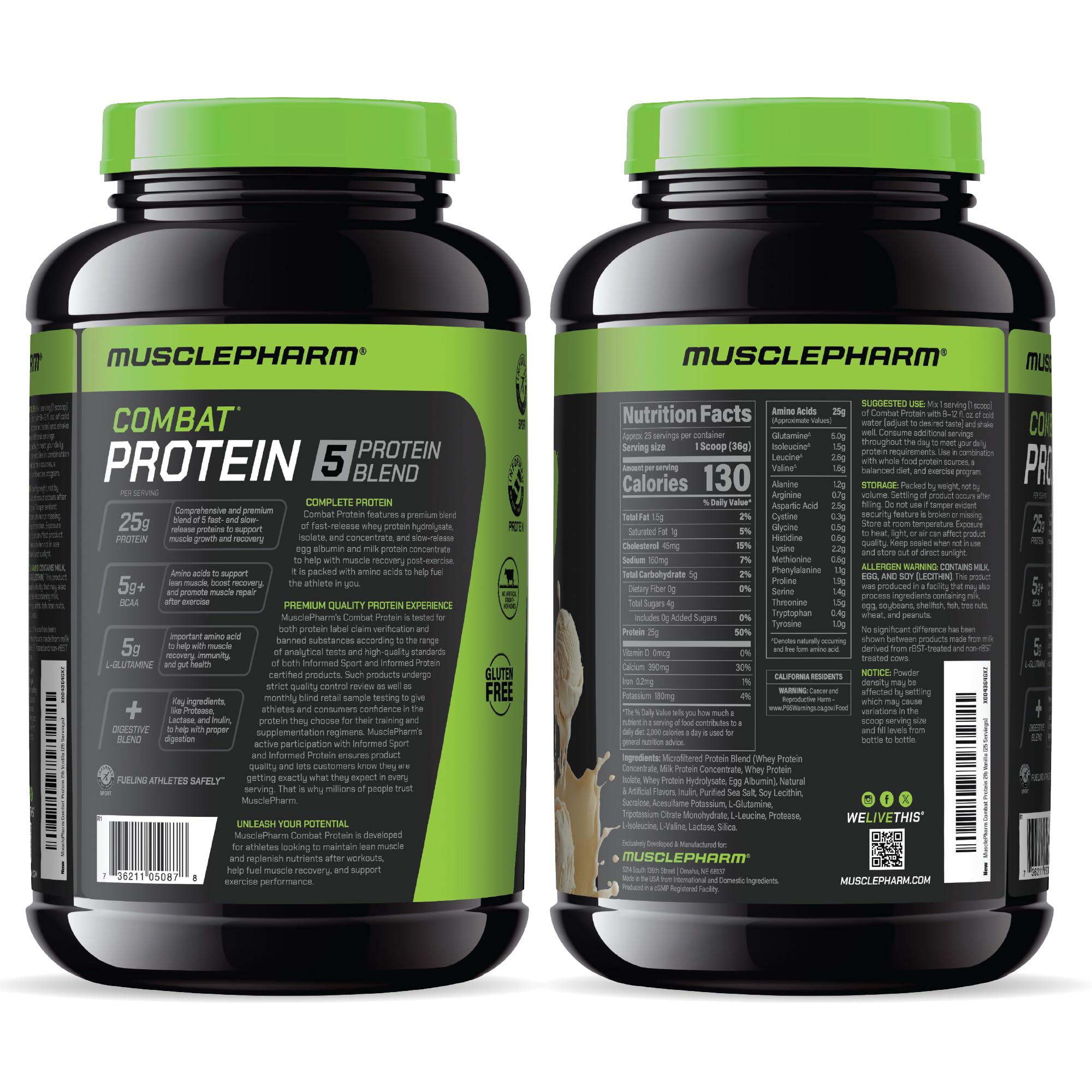 Yaourt ou smoothie enrichi avec MusclePharm Combat Protéine Vanille