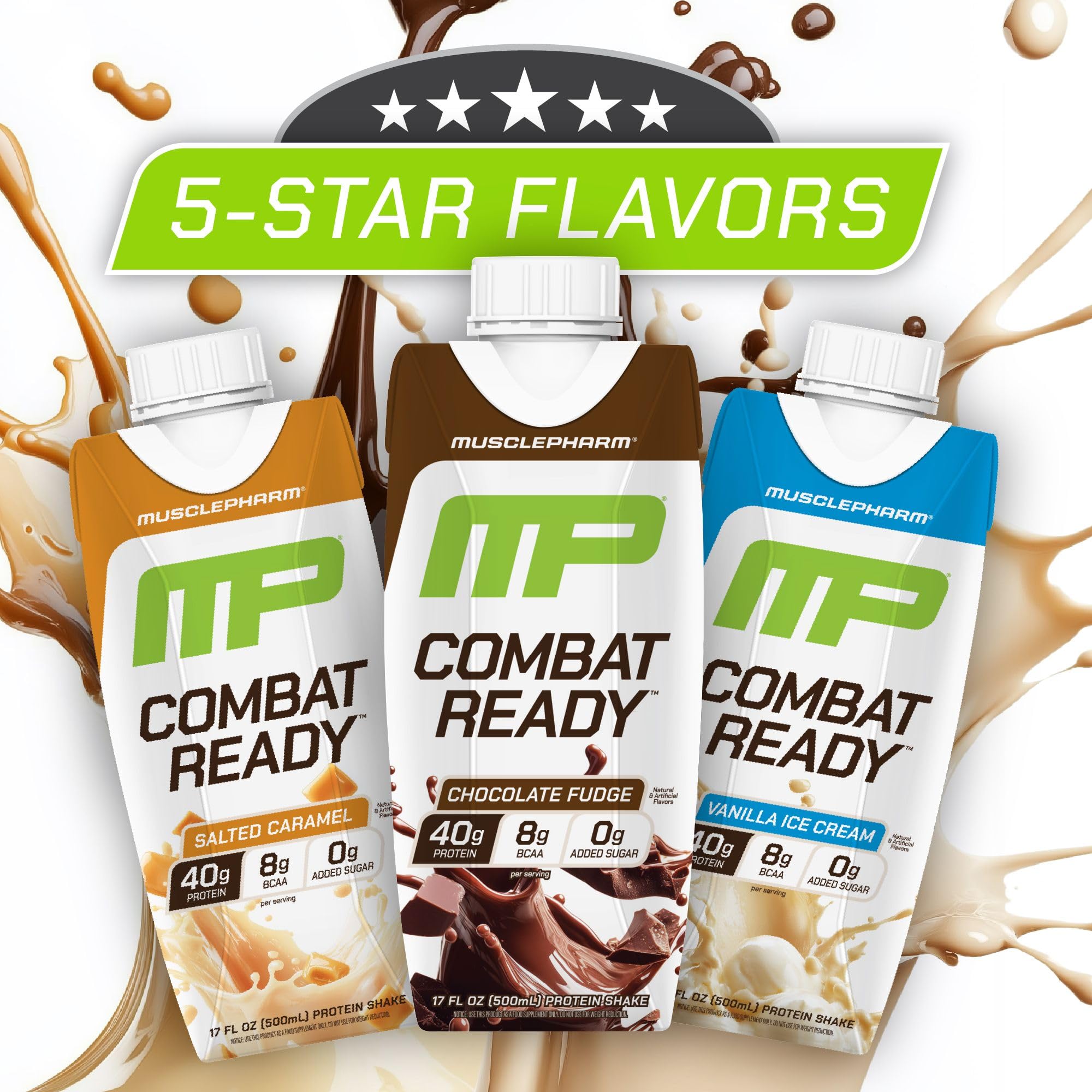 MusclePharm Combat Ready Shake – bouteille Sans Gluten, choix compatible régime