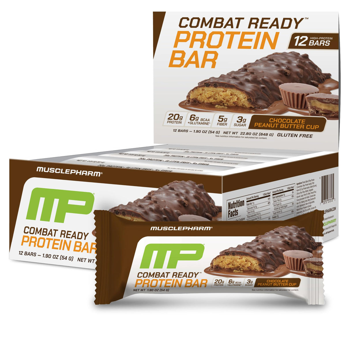 MusclePharm Combat Sport Bar chocolat beurre de cacahuète, énergie soutenue.
