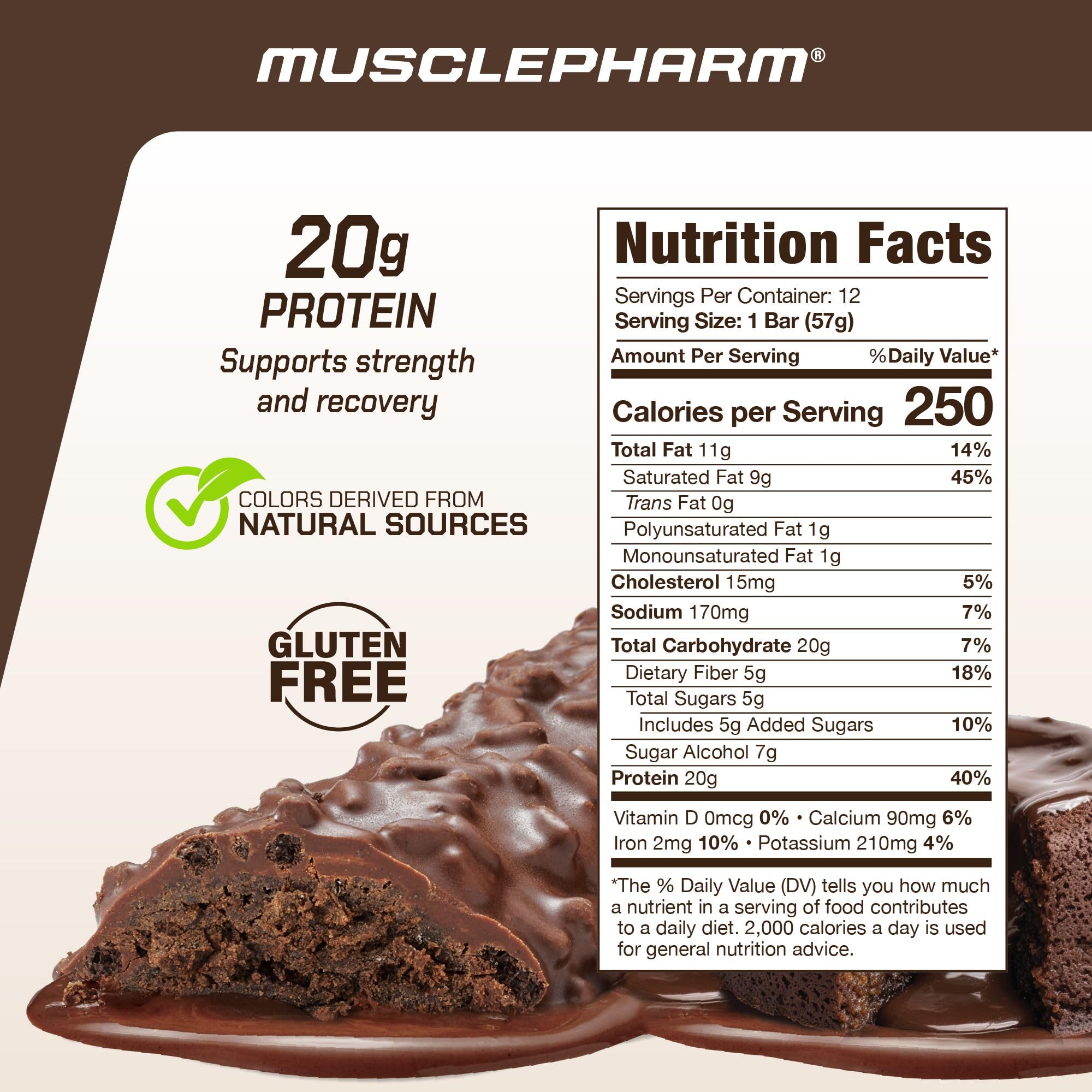 Barre MusclePharm Combat Sport chocolat gâteau, protéines élevées pour soutenir les séances intenses.