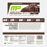 Barre MusclePharm Combat Sport chocolat gâteau, apport protéique pratique pour les déplacements.
