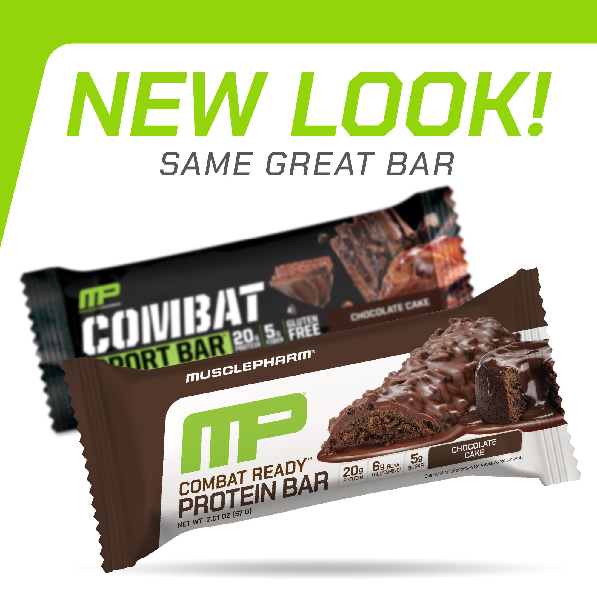 Barre MusclePharm Combat Sport chocolat gâteau, texture moelleuse et croquante à la fois.