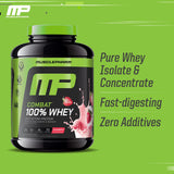 MusclePharm Combat Whey Fraise Crème, mélange rapide et shake lisse.