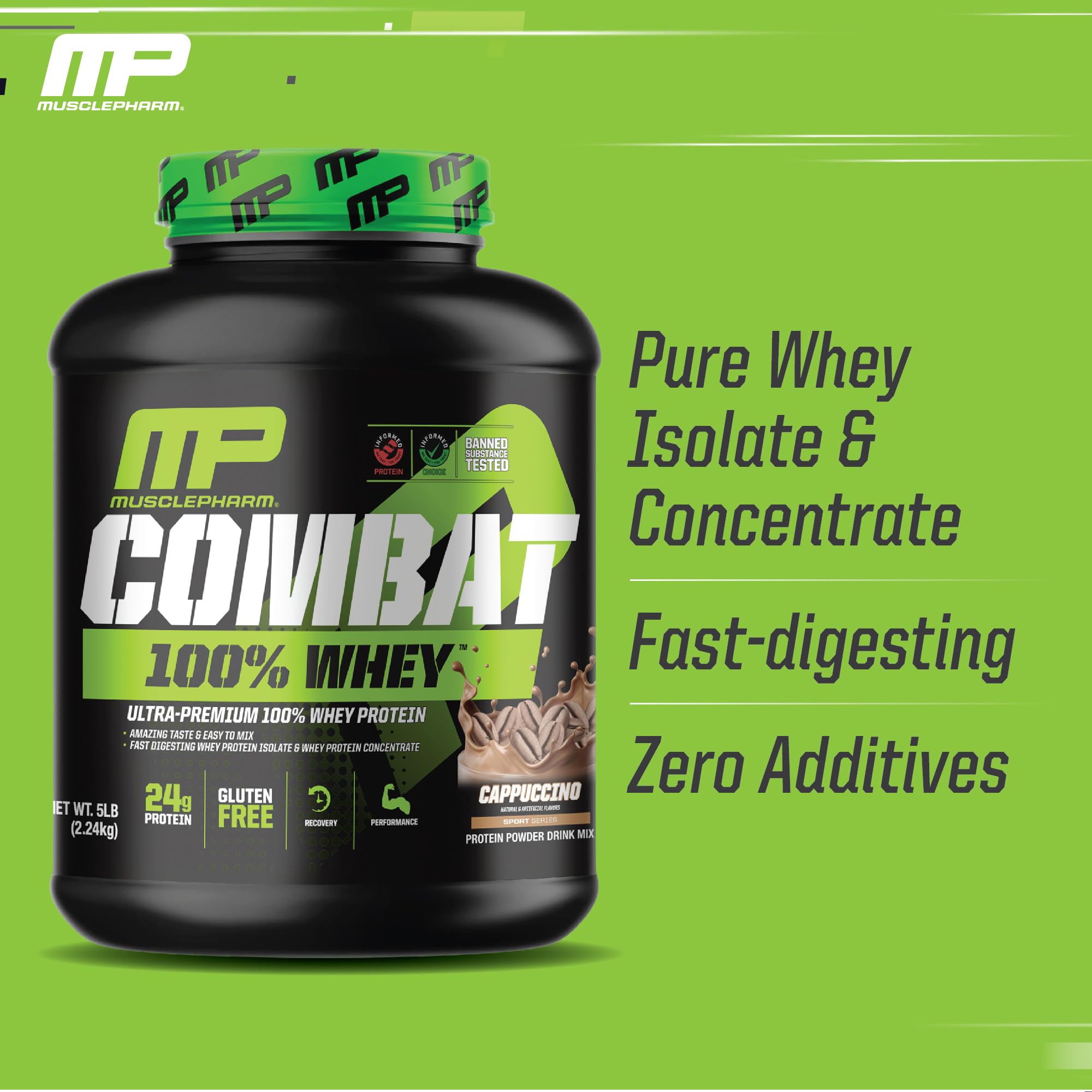 MusclePharm Combat Whey Cappuccino - gout agreable pour entrainement