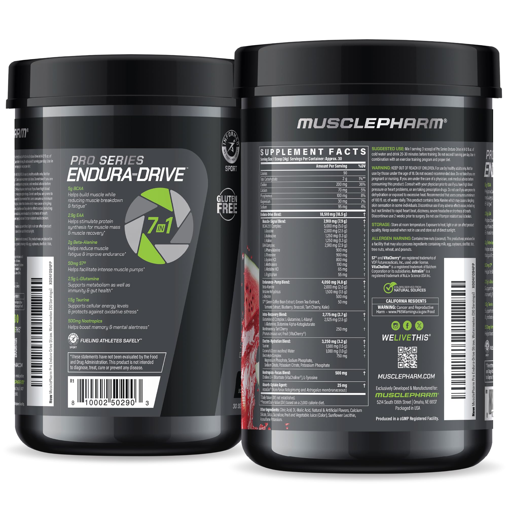 MusclePharm ENDURA-DRIVE, formulation 7-en-1 pour récupération potentielle.