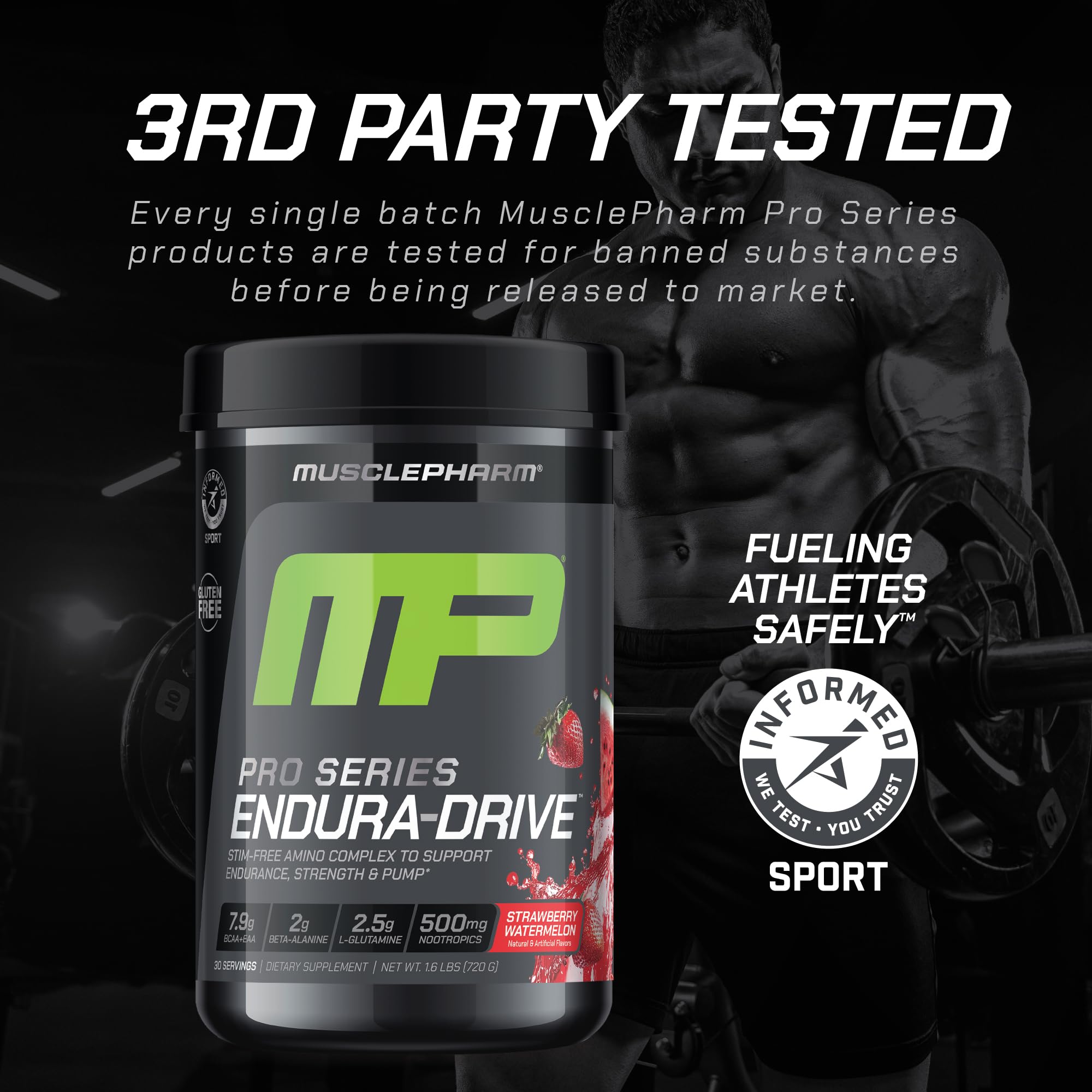 MusclePharm ENDURA-DRIVE, mélange pré-entraînement sans stimulants.